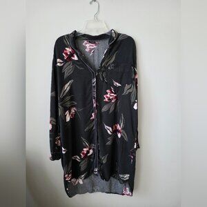 CHANGE | Night Shirt Dress Lingerie Green Floral Button Diwn Sz XL